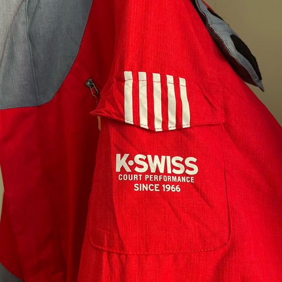 K-SWISS AUTHENTIC RED & GREY PUFFER JACKET FOR MEN’S & WOMEN’S - Picture 7 of 13